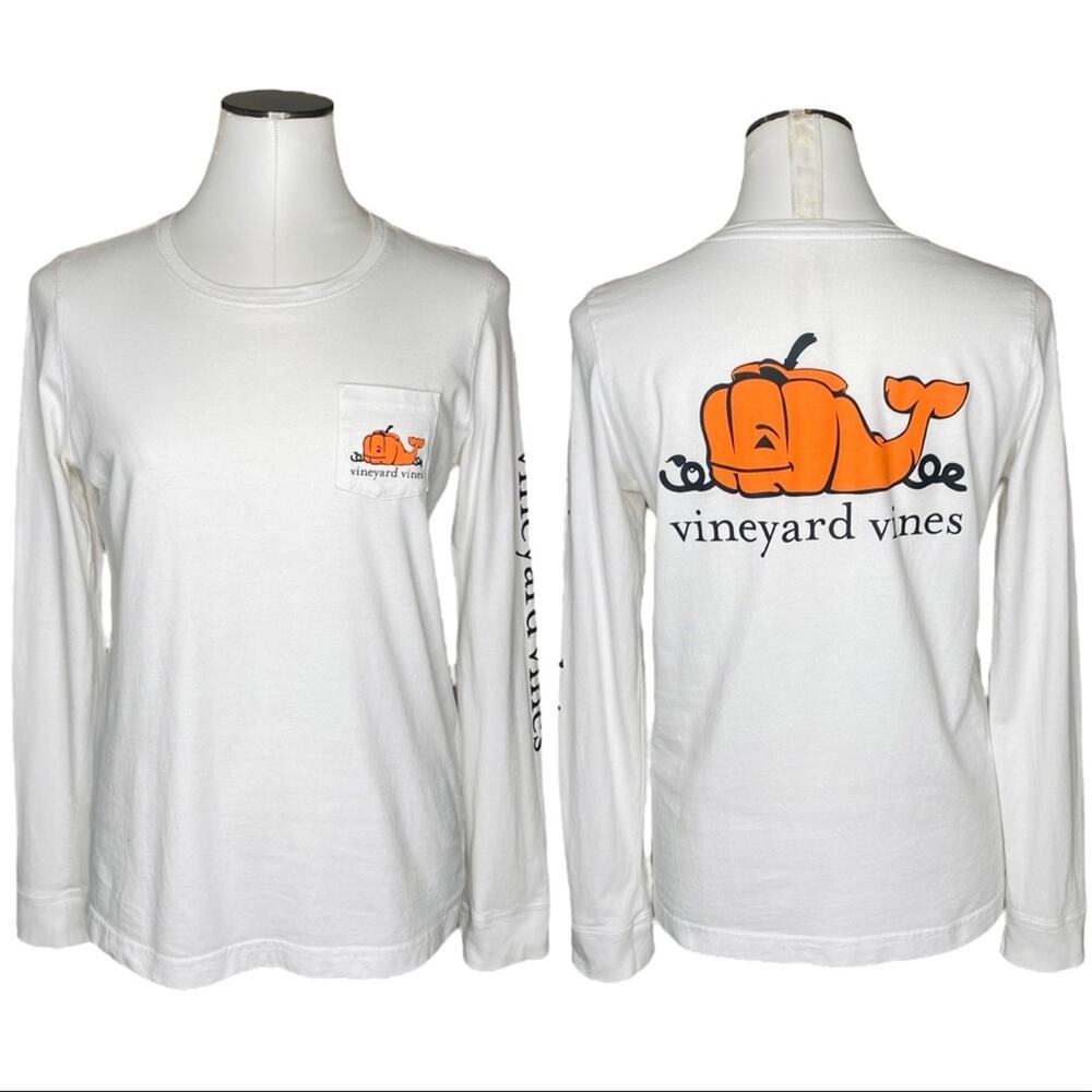 Vineyard Vines Long-Sleeve Pumpkin Whale Pocket T-Shirt